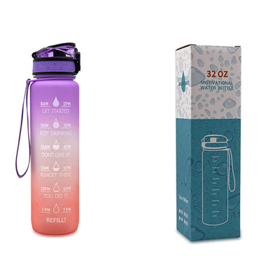 1L Motivational Tritan Water Bottle with Time Marker & Leakproof Flip-Top Lid.