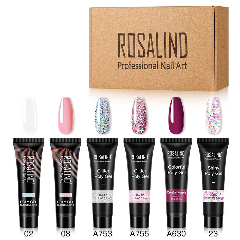 Rosalind 6 multi-color poly gel nail extension kit