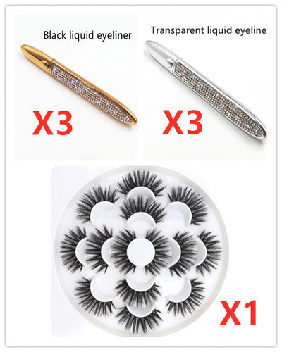 Multicolor Self-Adhesive Eyeliner with False Eyelashes