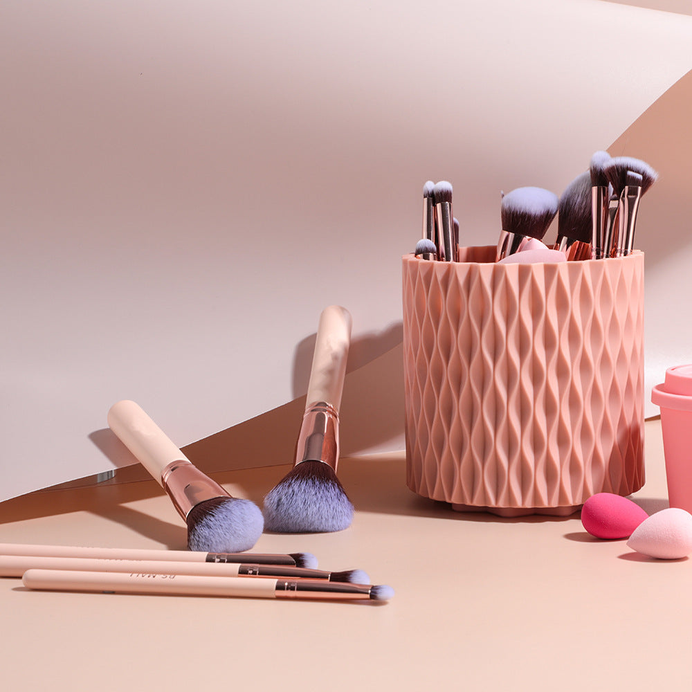 18-Piece Makeup Brush Set with Rotating Barrel