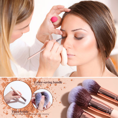 18-Piece Makeup Brush Set with Rotating Barrel