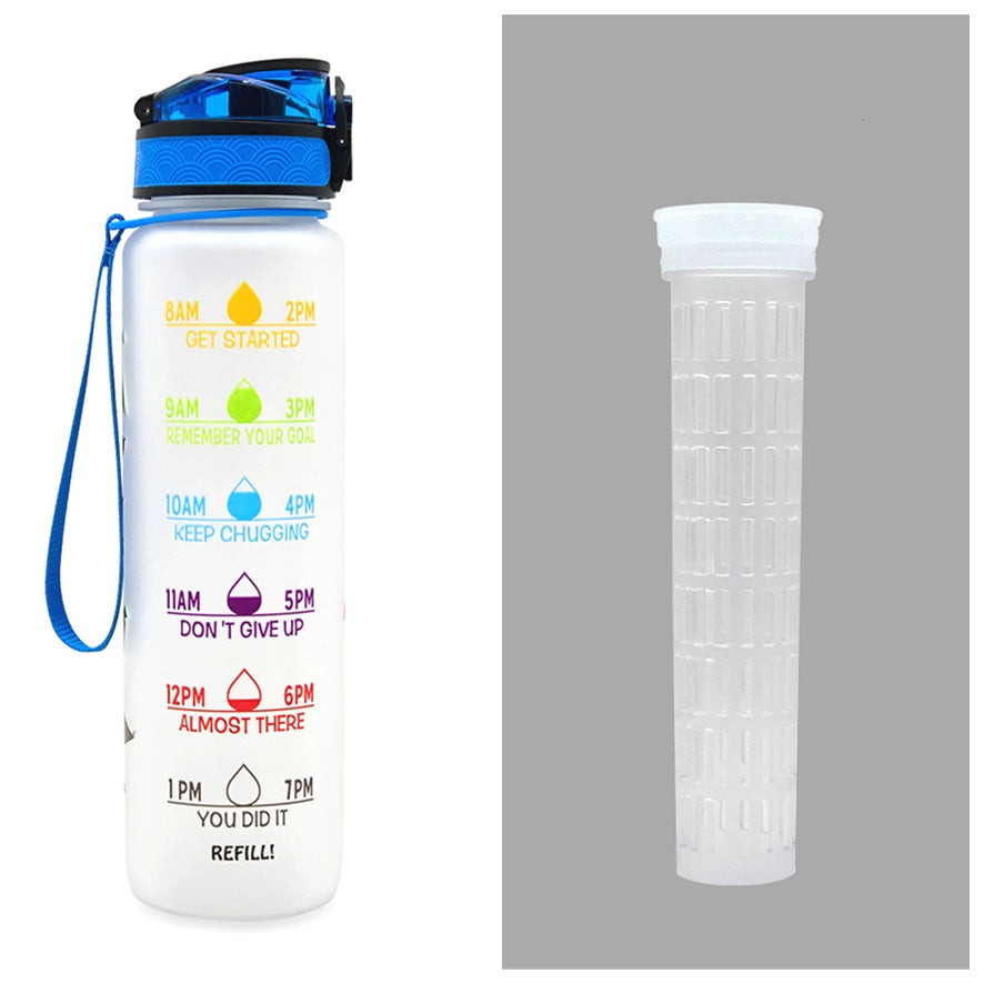 1L Motivational Tritan Water Bottle with Time Marker & Leakproof Flip-Top Lid.