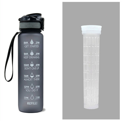 1L Motivational Tritan Water Bottle with Time Marker & Leakproof Flip-Top Lid.