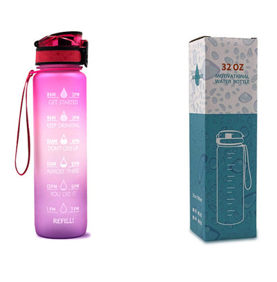 1L Motivational Tritan Water Bottle with Time Marker & Leakproof Flip-Top Lid.