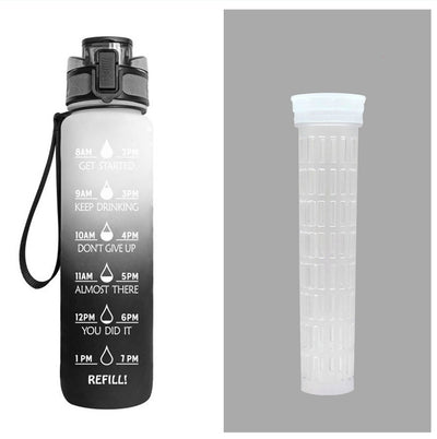 1L Motivational Tritan Water Bottle with Time Marker & Leakproof Flip-Top Lid.
