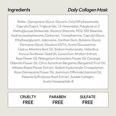 Collagen Sheet Mask, Firming Daily Face Mask with Collagen Peptides for Anti-Aging, Helps to Minimize Wrinkles, Restores Skin Elasticity & Firmness, Korean Beauty Favorite, 5-Pack