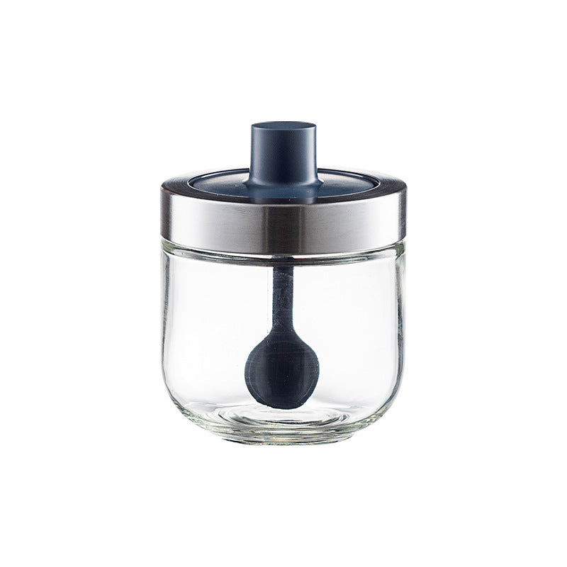 Kitchen Glass Seasoning Jar: lid and spoon included