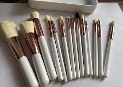 Makeup Brush Set with Rechargeable Luminous Touch Light Mirror & Travel Case