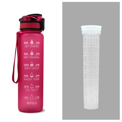 1L Motivational Tritan Water Bottle with Time Marker & Leakproof Flip-Top Lid.