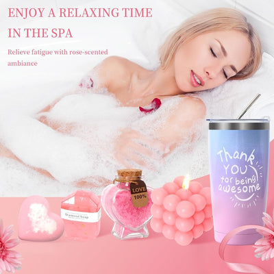 Pink Rose Spa Gift Basket for Women