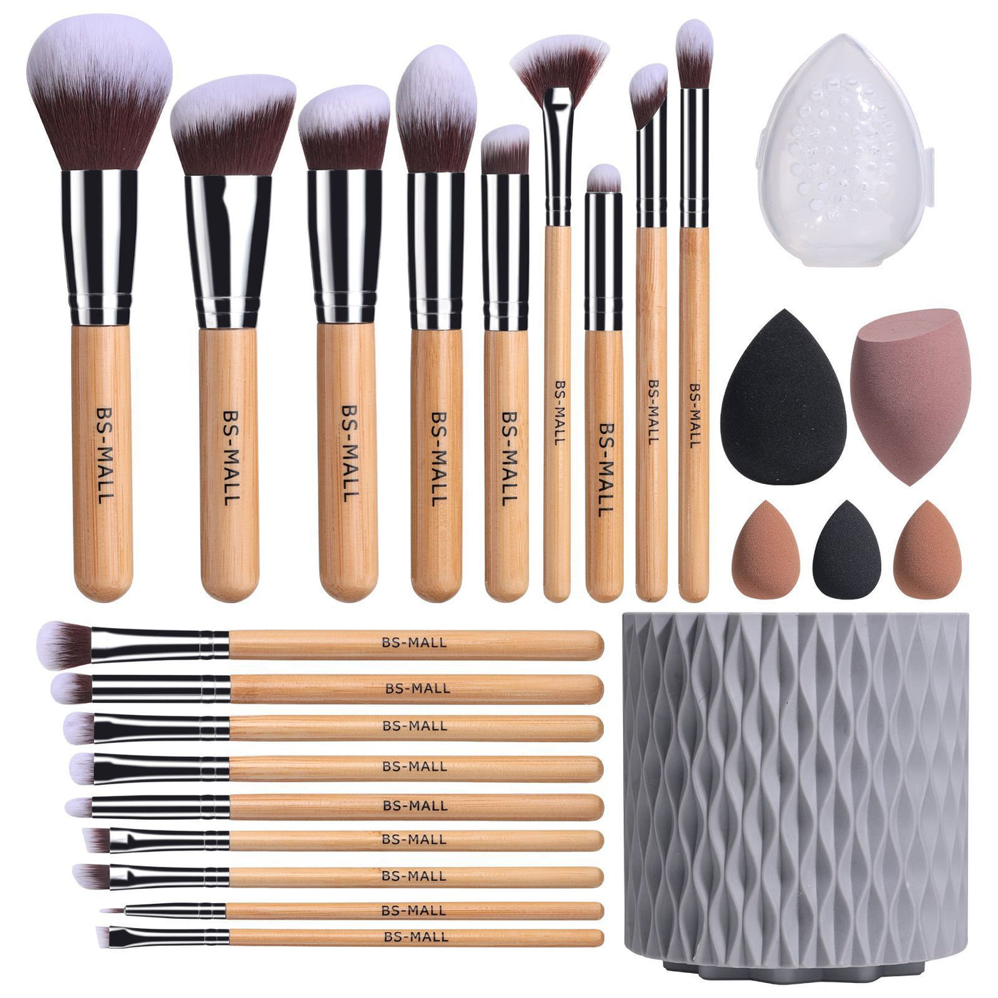 18-Piece Makeup Brush Set with Rotating Barrel