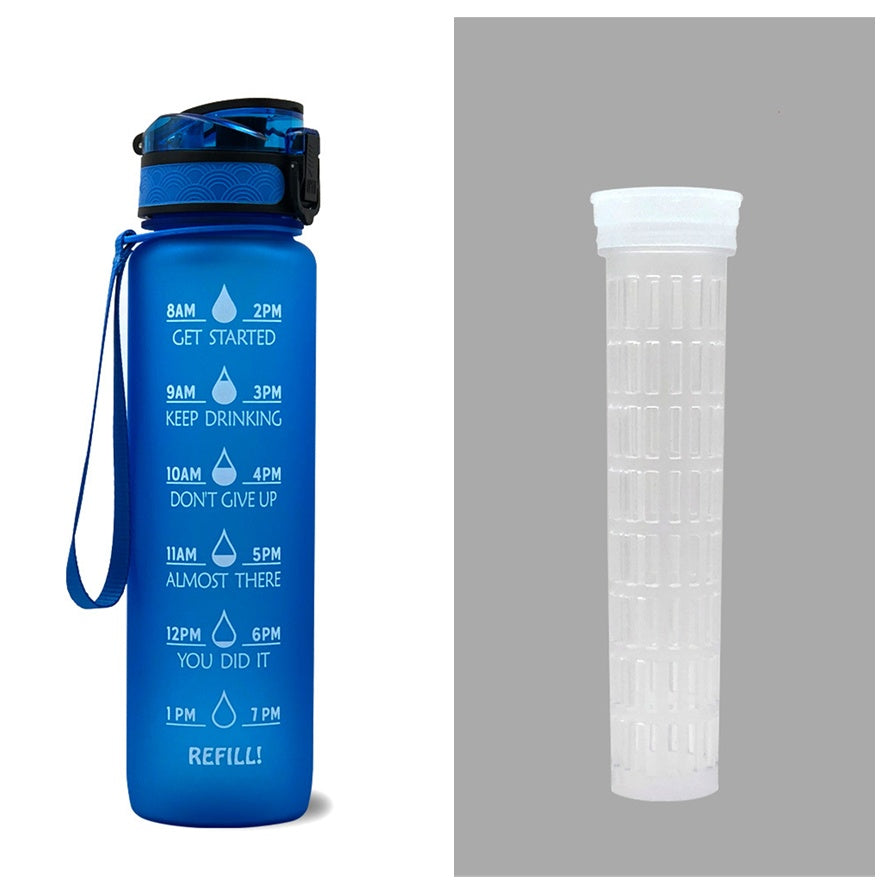 1L Motivational Tritan Water Bottle with Time Marker & Leakproof Flip-Top Lid.