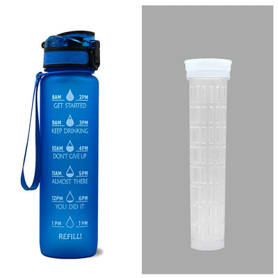 1L Motivational Tritan Water Bottle with Time Marker & Leakproof Flip-Top Lid.