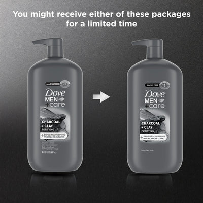 Purifying Hydrating Face & Body Wash for Men Charcoal & Clay, 30 Oz