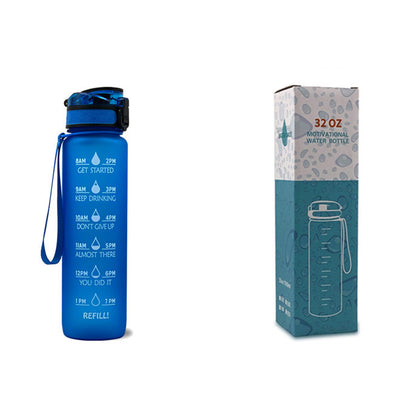 1L Motivational Tritan Water Bottle with Time Marker & Leakproof Flip-Top Lid.