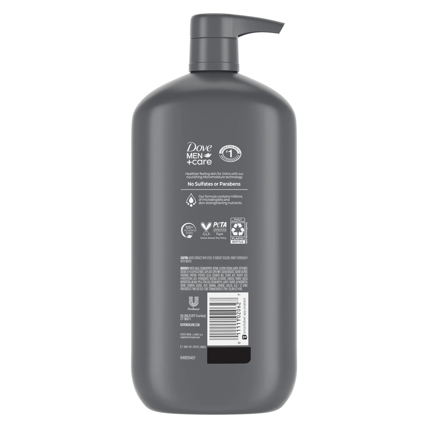 Purifying Hydrating Face & Body Wash for Men Charcoal & Clay, 30 Oz