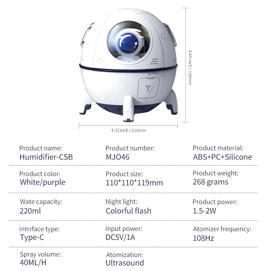 Space Capsule Air Humidifier & USB Diffuser