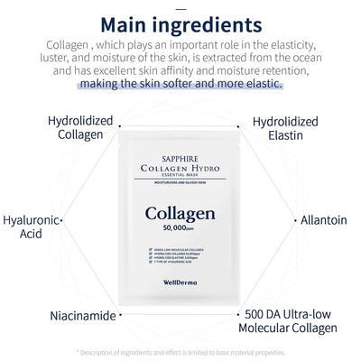Sapphire Collagen Hydro Essential Mask 10 Sheets Skin Soothing Calming