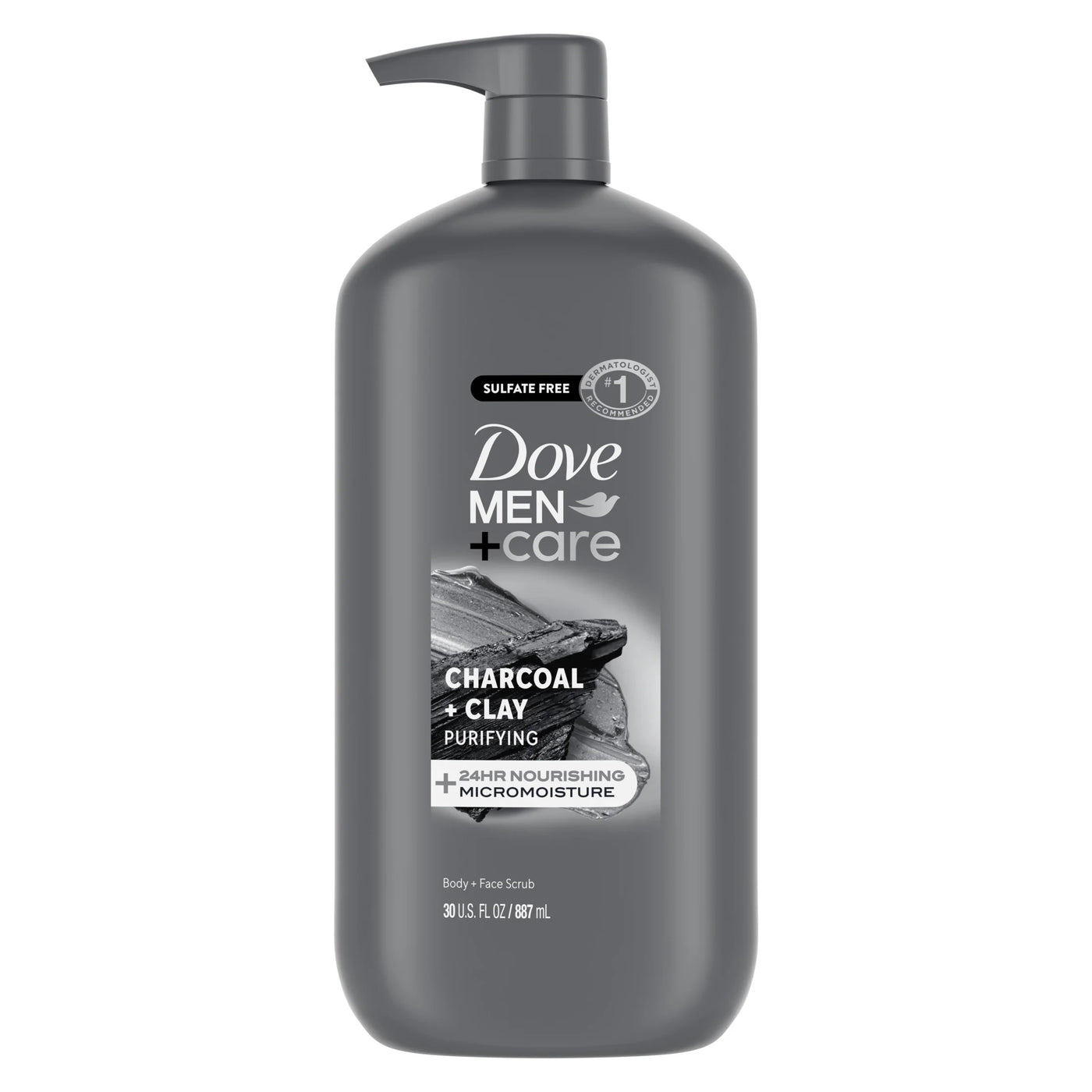 Purifying Hydrating Face & Body Wash for Men Charcoal & Clay, 30 Oz