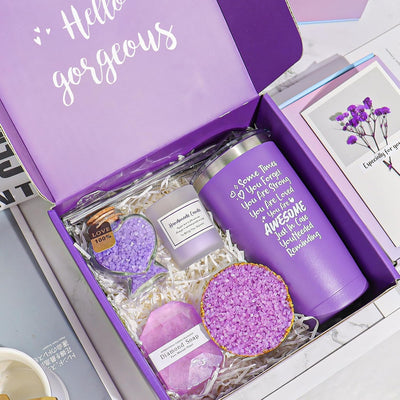 Birthday Gifts for Women Set, Relaxing Lavender Spa Gift Basket Set for Mom Sister Girl Wife Daughter, Best Friend Gifts